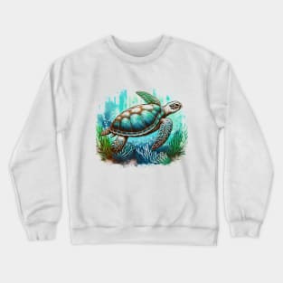 Turtle's Tranquil Journey: Sea Turtle Art T-shirt Crewneck Sweatshirt